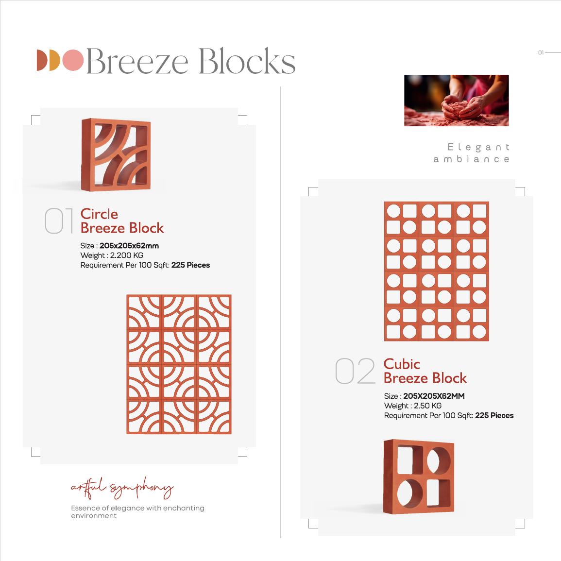 Circle and Cubic patterned terracotta breeze blocks