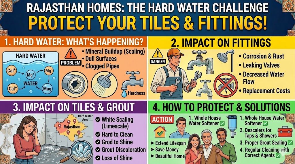 Hard Water Problems in Rajasthan Homes – How to Protect Your Tiles & Fittings